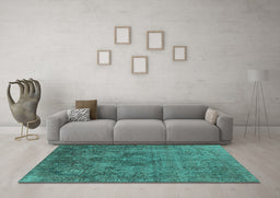 Machine Washable Oriental Turquoise Industrial Area Rugs in a Living Room,, wshurb1944turq