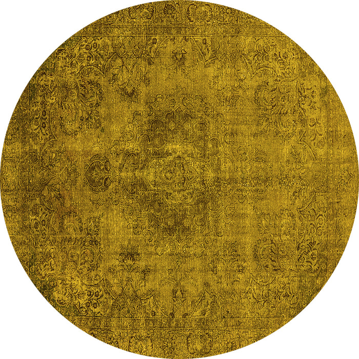 Round Oriental Yellow Industrial Rug, urb1944yw