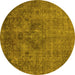 Round Oriental Yellow Industrial Rug, urb1944yw