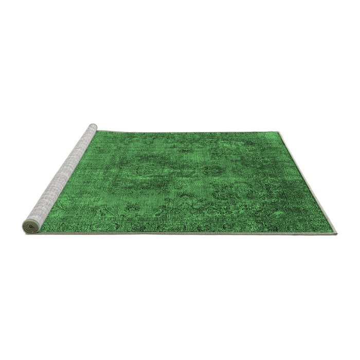 Sideview of Machine Washable Oriental Emerald Green Industrial Area Rugs, wshurb1944emgrn
