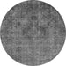 Round Oriental Gray Industrial Rug, urb1944gry