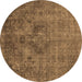 Round Oriental Brown Industrial Rug, urb1944brn