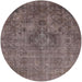 Round Mid-Century Modern Coffee Brown Oriental Rug, urb1944