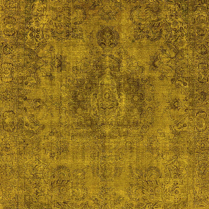 Machine Washable Oriental Yellow Industrial Rug, wshurb1944yw