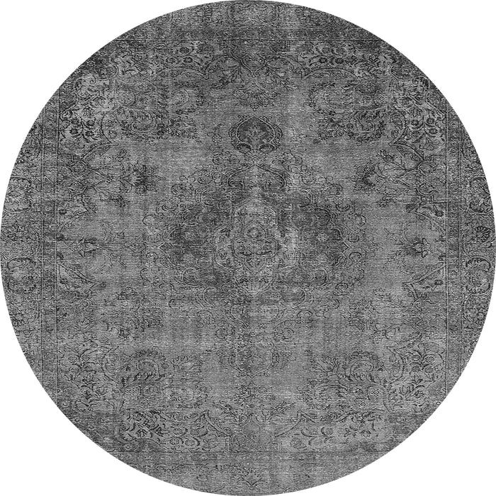Round Machine Washable Oriental Gray Industrial Rug, wshurb1944gry
