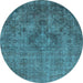 Round Oriental Light Blue Industrial Rug, urb1944lblu