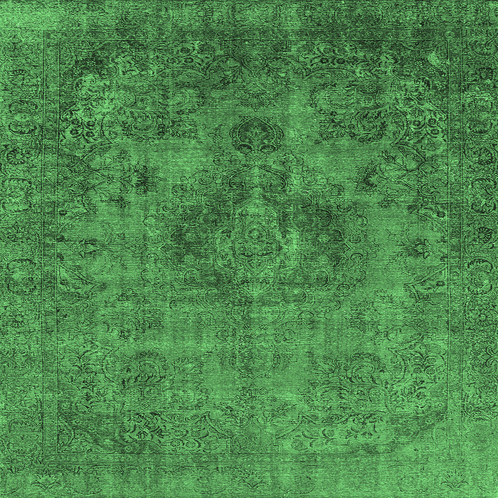 Square Machine Washable Oriental Emerald Green Industrial Area Rugs, wshurb1944emgrn