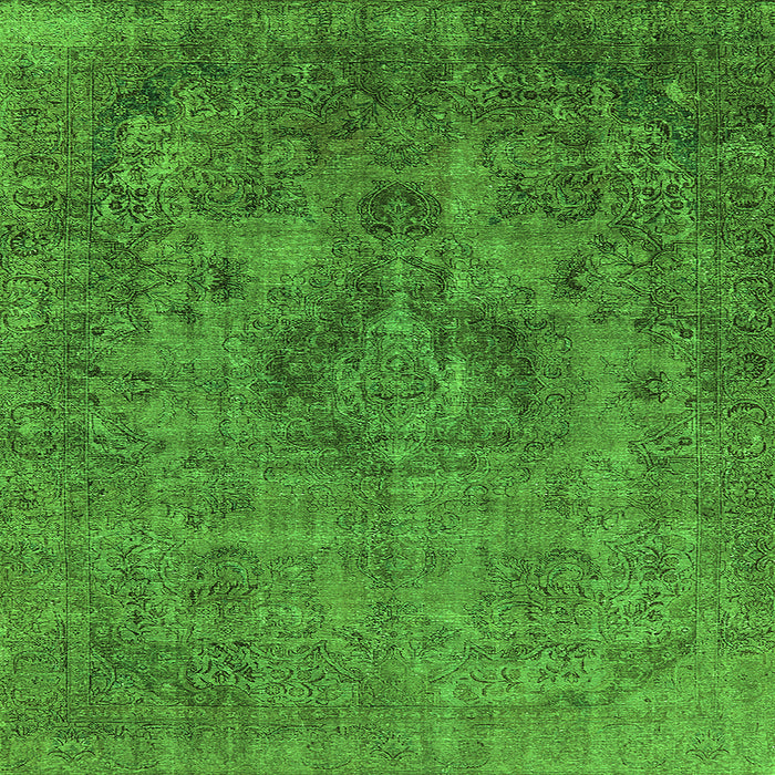 Square Machine Washable Oriental Green Industrial Area Rugs, wshurb1944grn