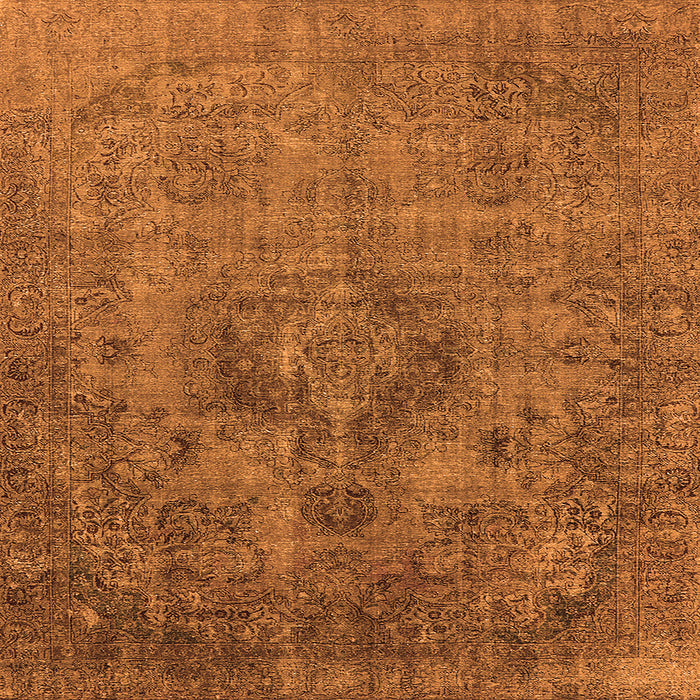 Square Machine Washable Oriental Orange Industrial Area Rugs, wshurb1944org