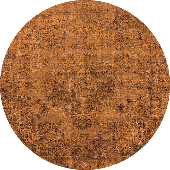 Round Machine Washable Oriental Orange Industrial Area Rugs, wshurb1944org