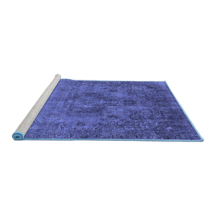 Sideview of Machine Washable Oriental Blue Industrial Rug, wshurb1944blu