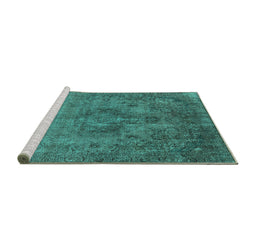 Sideview of Machine Washable Oriental Turquoise Industrial Area Rugs, wshurb1944turq