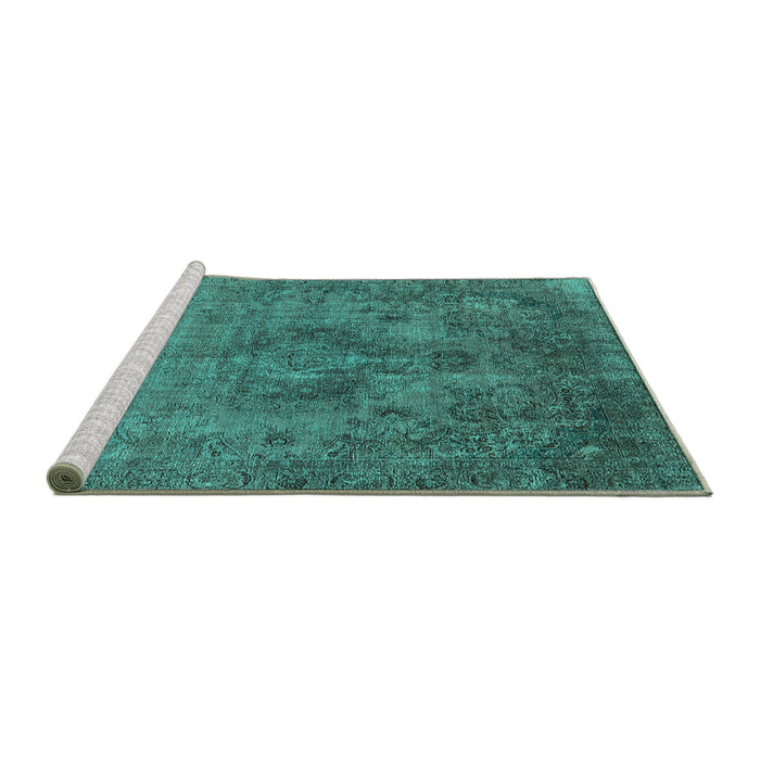 Sideview of Machine Washable Oriental Turquoise Industrial Area Rugs, wshurb1944turq