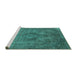 Sideview of Machine Washable Oriental Turquoise Industrial Area Rugs, wshurb1944turq