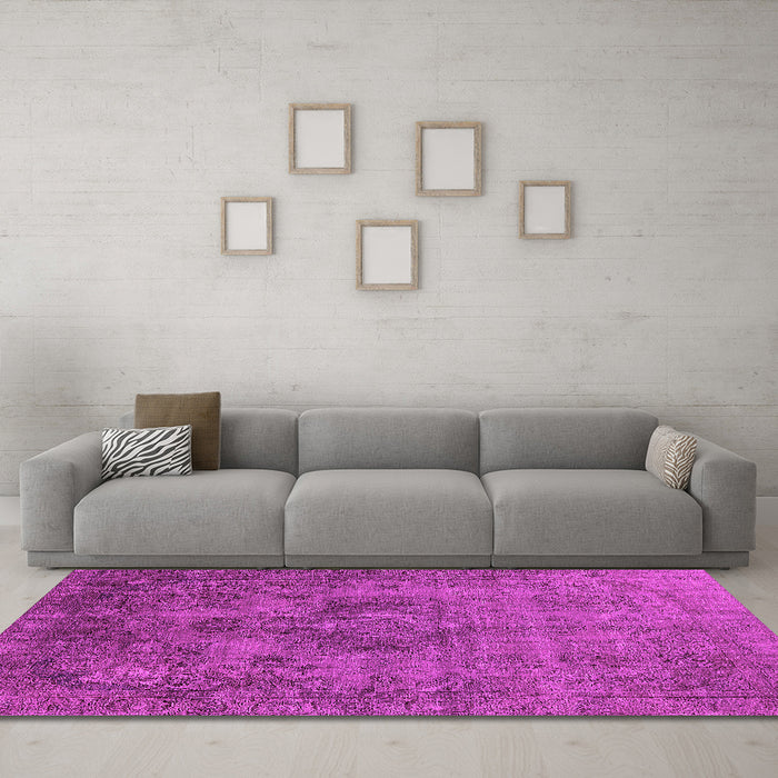 Machine Washable Oriental Pink Industrial Rug in a Living Room, wshurb1944pnk