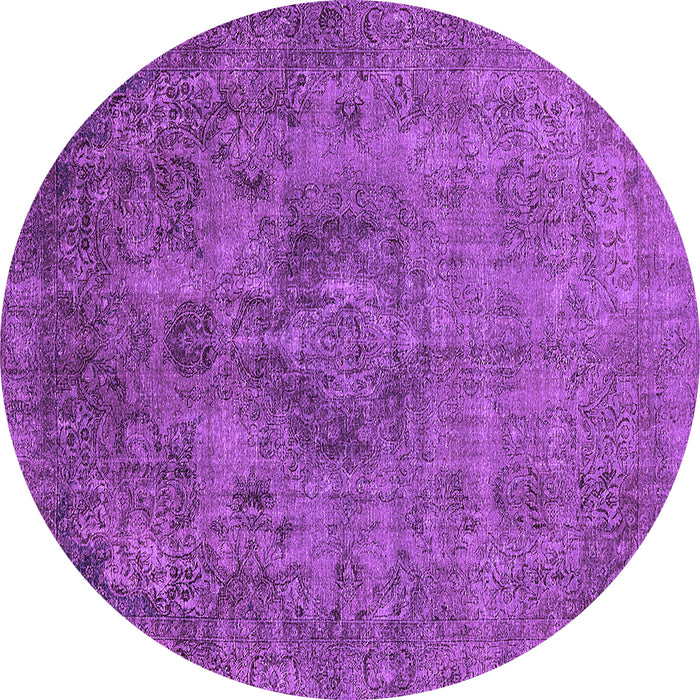 Round Machine Washable Oriental Purple Industrial Area Rugs, wshurb1944pur