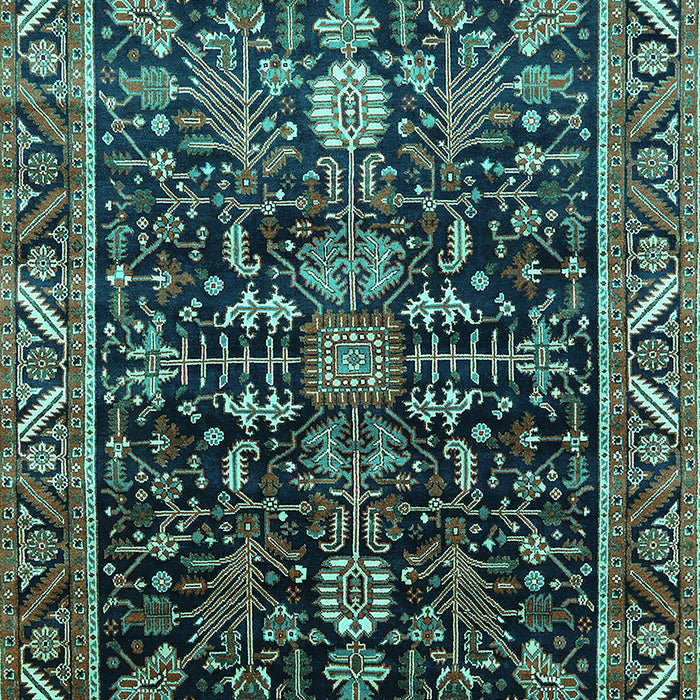 Machine Washable Oriental Turquoise Industrial Area Rugs, wshurb1945turq