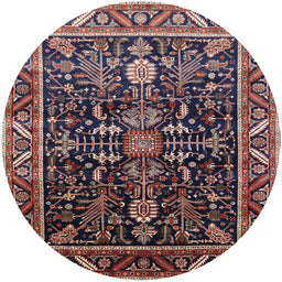 Round Mid-Century Modern Purple Lily Purple Oriental Rug, urb1945