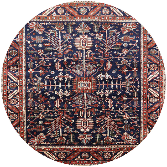 Round Mid-Century Modern Purple Lily Purple Oriental Rug, urb1945