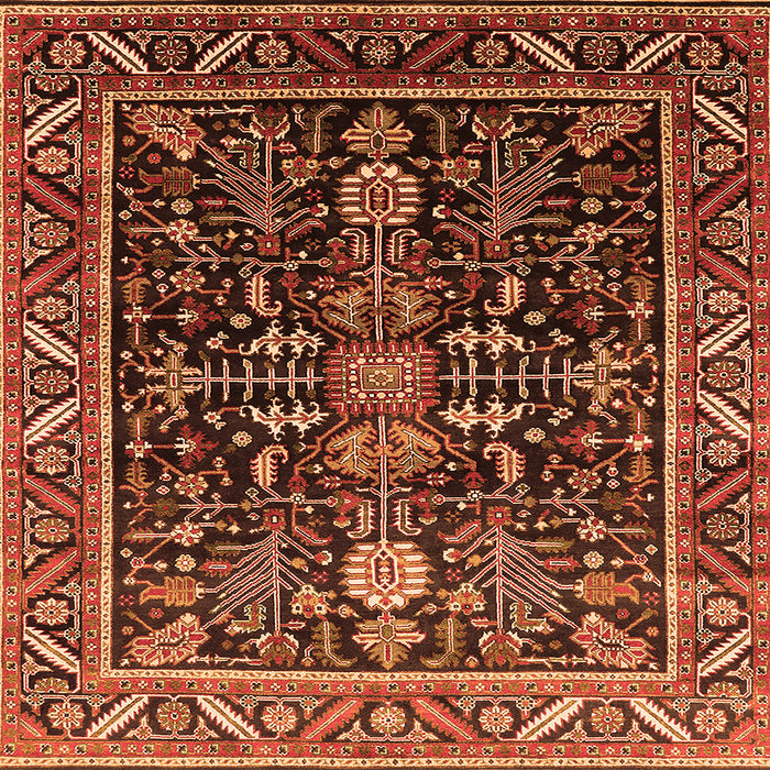 Square Oriental Orange Industrial Rug, urb1945org
