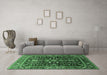 Machine Washable Oriental Emerald Green Industrial Area Rugs in a Living Room,, wshurb1945emgrn