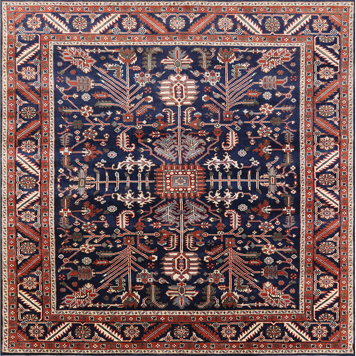 Square Mid-Century Modern Purple Lily Purple Oriental Rug, urb1945