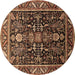 Round Oriental Brown Industrial Rug, urb1945brn