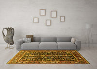 Machine Washable Oriental Yellow Industrial Rug, wshurb1945yw