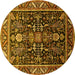 Round Oriental Yellow Industrial Rug, urb1945yw