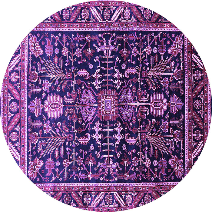 Round Machine Washable Oriental Purple Industrial Area Rugs, wshurb1945pur