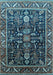 Machine Washable Oriental Light Blue Industrial Rug, wshurb1945lblu