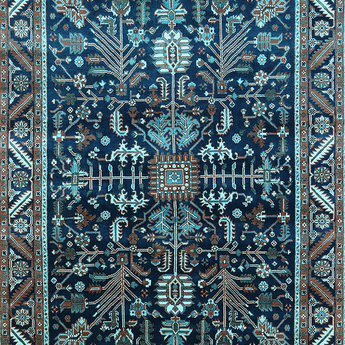 Machine Washable Oriental Light Blue Industrial Rug, wshurb1945lblu