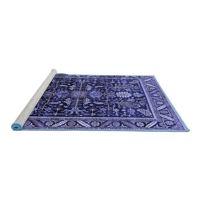 Sideview of Machine Washable Oriental Blue Industrial Rug, wshurb1945blu