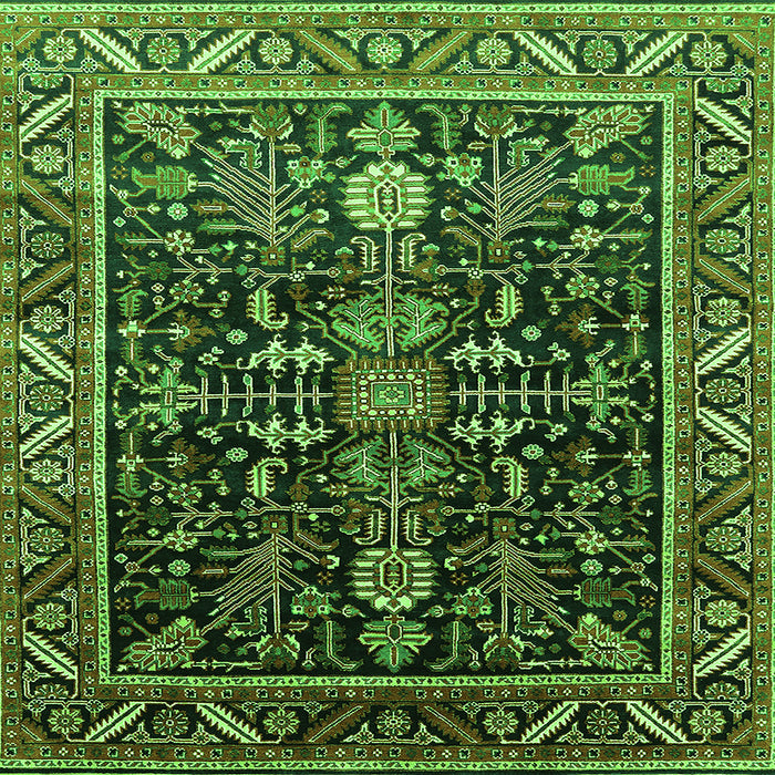 Square Oriental Green Industrial Rug, urb1945grn
