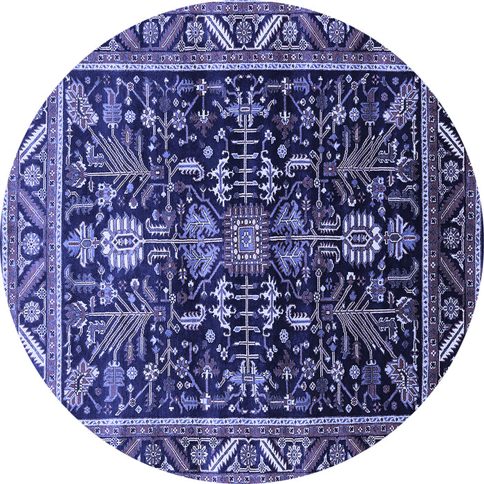 Round Oriental Blue Industrial Rug, urb1945blu