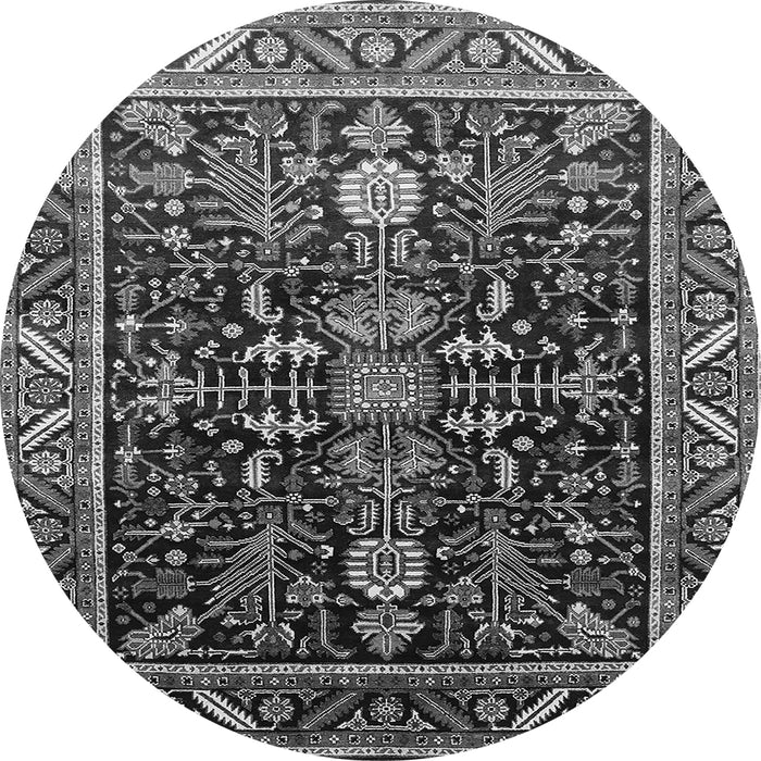 Round Oriental Gray Industrial Rug, urb1945gry