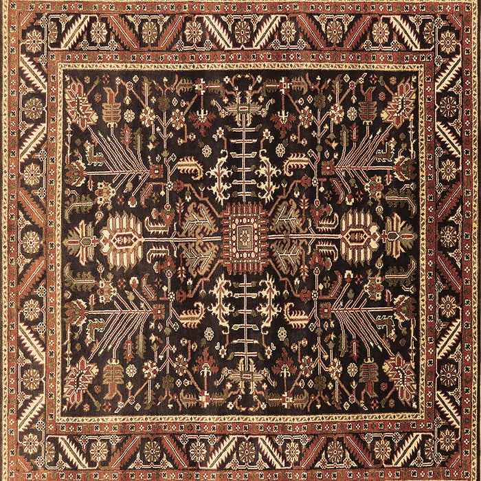 Square Machine Washable Oriental Brown Industrial Rug, wshurb1945brn