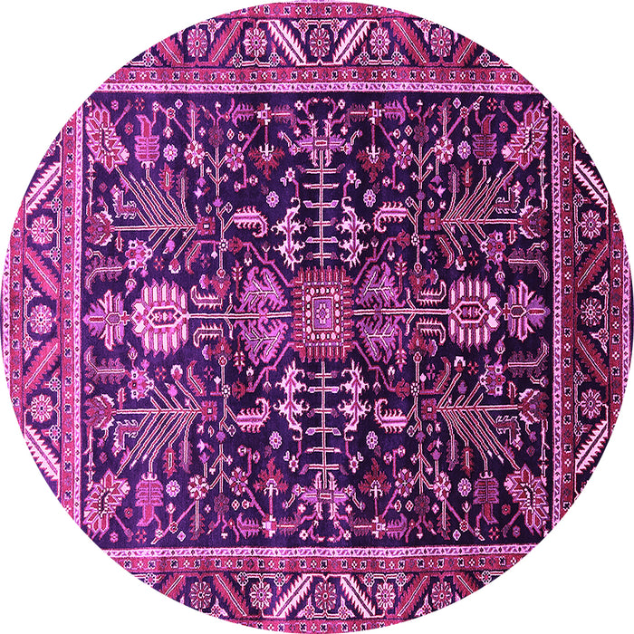 Round Machine Washable Oriental Pink Industrial Rug, wshurb1945pnk