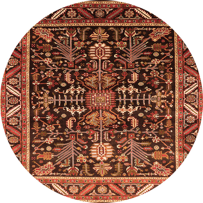 Round Oriental Orange Industrial Rug, urb1945org