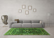 Machine Washable Oriental Green Industrial Area Rugs in a Living Room,, wshurb1945grn