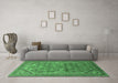 Machine Washable Oriental Emerald Green Industrial Area Rugs in a Living Room,, wshurb1946emgrn