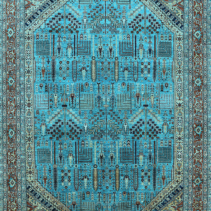 Machine Washable Oriental Light Blue Industrial Rug, wshurb1946lblu