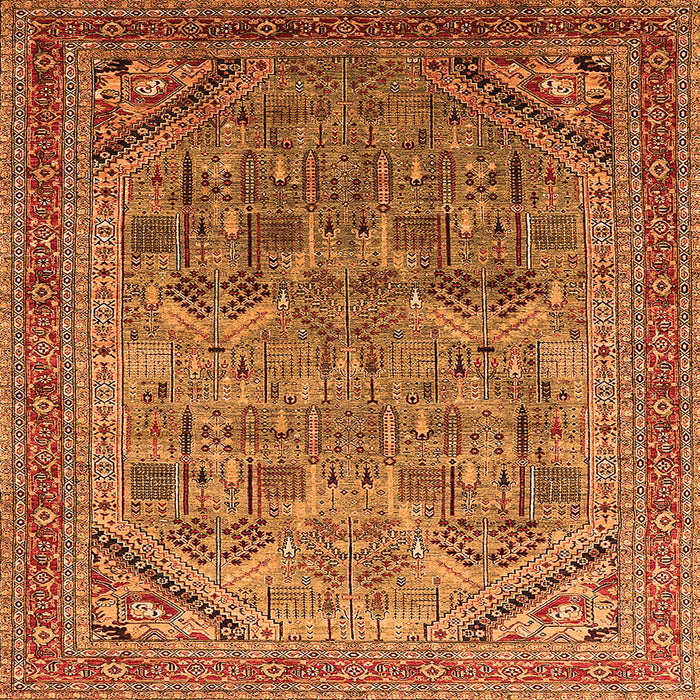 Square Oriental Orange Industrial Rug, urb1946org