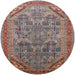 Round Mid-Century Modern Red Brown Oriental Rug, urb1946