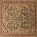 Square Machine Washable Oriental Brown Industrial Rug, wshurb1946brn