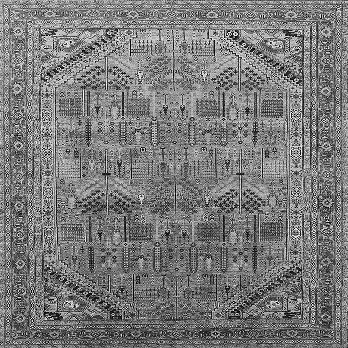 Square Machine Washable Oriental Gray Industrial Rug, wshurb1946gry