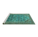 Sideview of Machine Washable Oriental Turquoise Industrial Area Rugs, wshurb1946turq