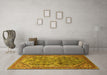 Machine Washable Oriental Yellow Industrial Rug in a Living Room, wshurb1946yw