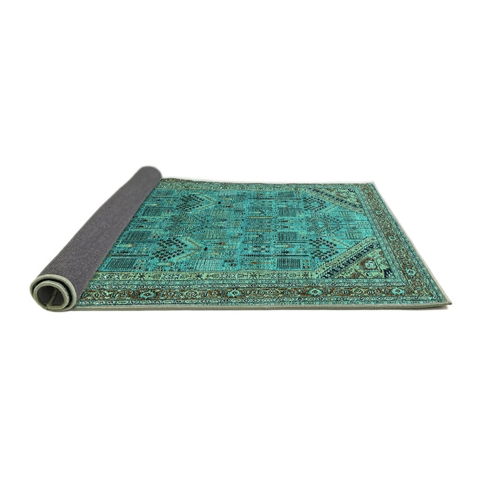 Sideview of Oriental Turquoise Industrial Rug, urb1946turq