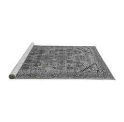 Sideview of Machine Washable Oriental Gray Industrial Rug, wshurb1946gry